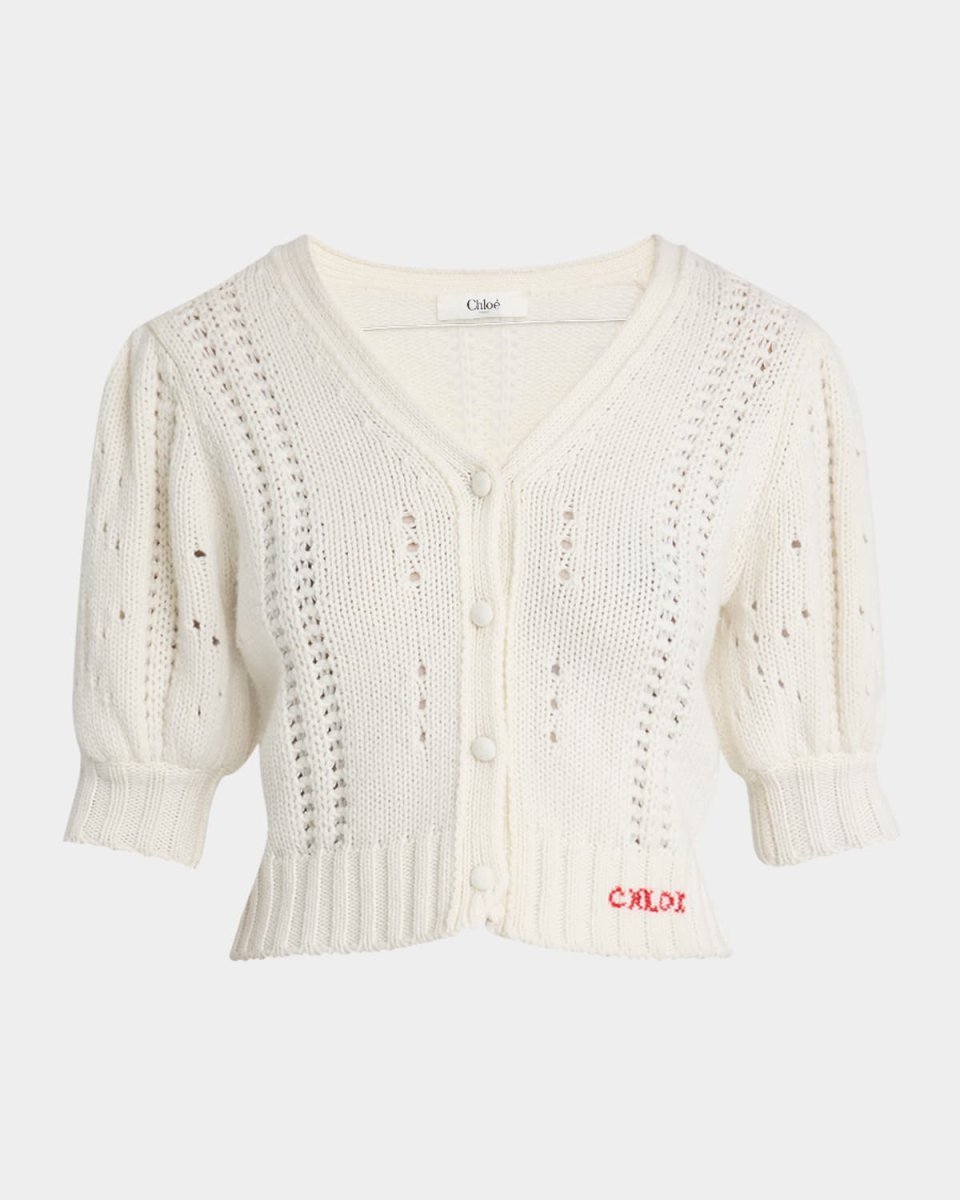 Wool & Cashmere Cropped Puff-Sleeve Cardigan